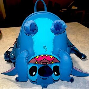 DISNEY LOUNGEFLY STITCH UPSIDE DOWN MINI BLUE BACKPACK NEW Without Tags